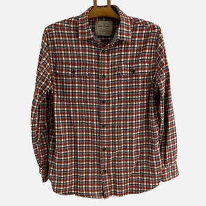 Old Ranch Men’s Flannel Plaid Button Up Shirt Size Large Rust Multi Colour